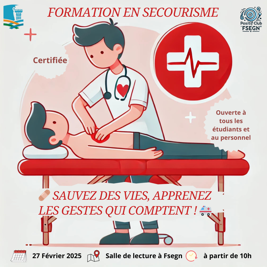 Formation En secourisme à la salle de Lecture le 27 Février à partir de 10 h00